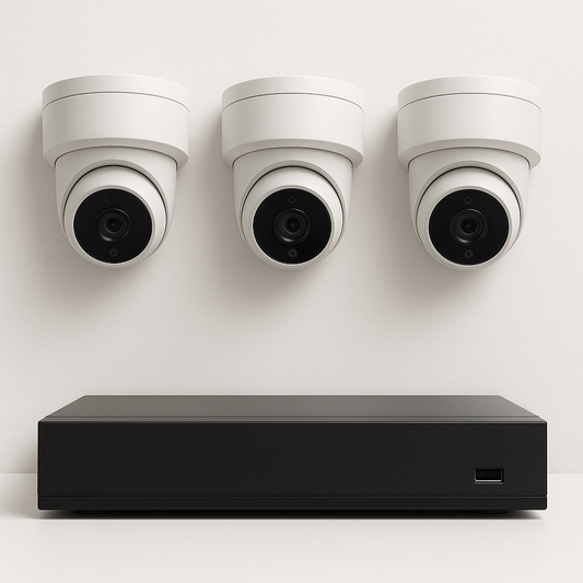 Full System mit 4K AcuSense  Kameras und NVR, HIKVISION DS-2CD2183G2-IU 8 MP Dome IP-Kamera, integriertes Mikrofon, 30 m IR, WDR 120 dB, H.265+, IK10 & IP67